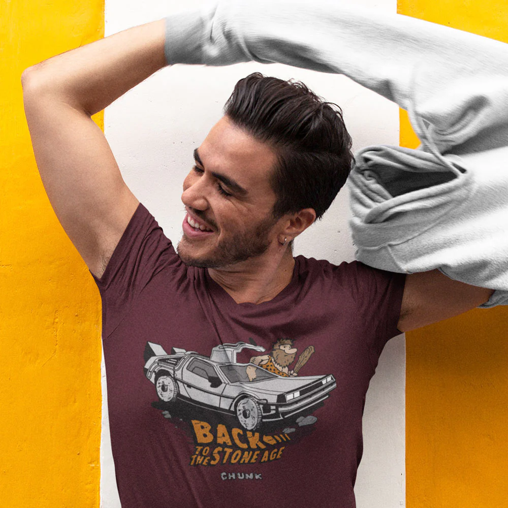 Back To The Stone Age Burgundy T-Shirt - Image 2