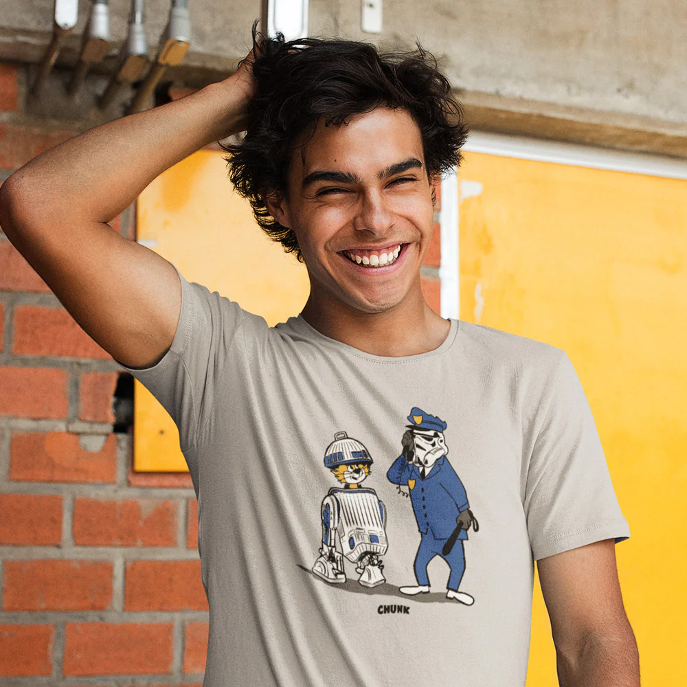 Droid Cat Light Grey T-Shirt - Image 2