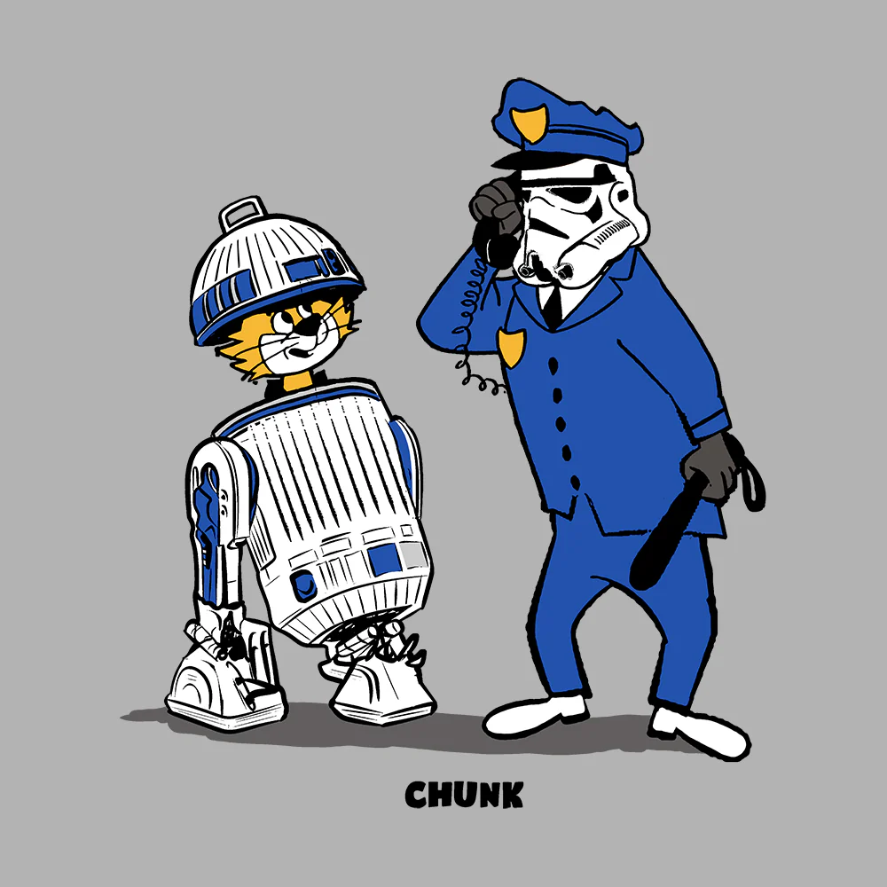 Droid Cat Light Grey T-Shirt - Image 3