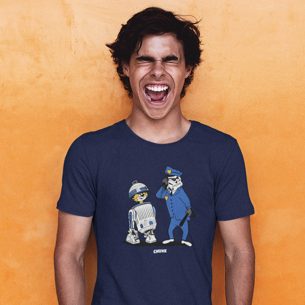 Droid Cat Navy T-Shirt - Image 2