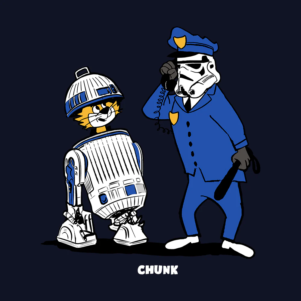 Droid Cat Navy T-Shirt - Image 3