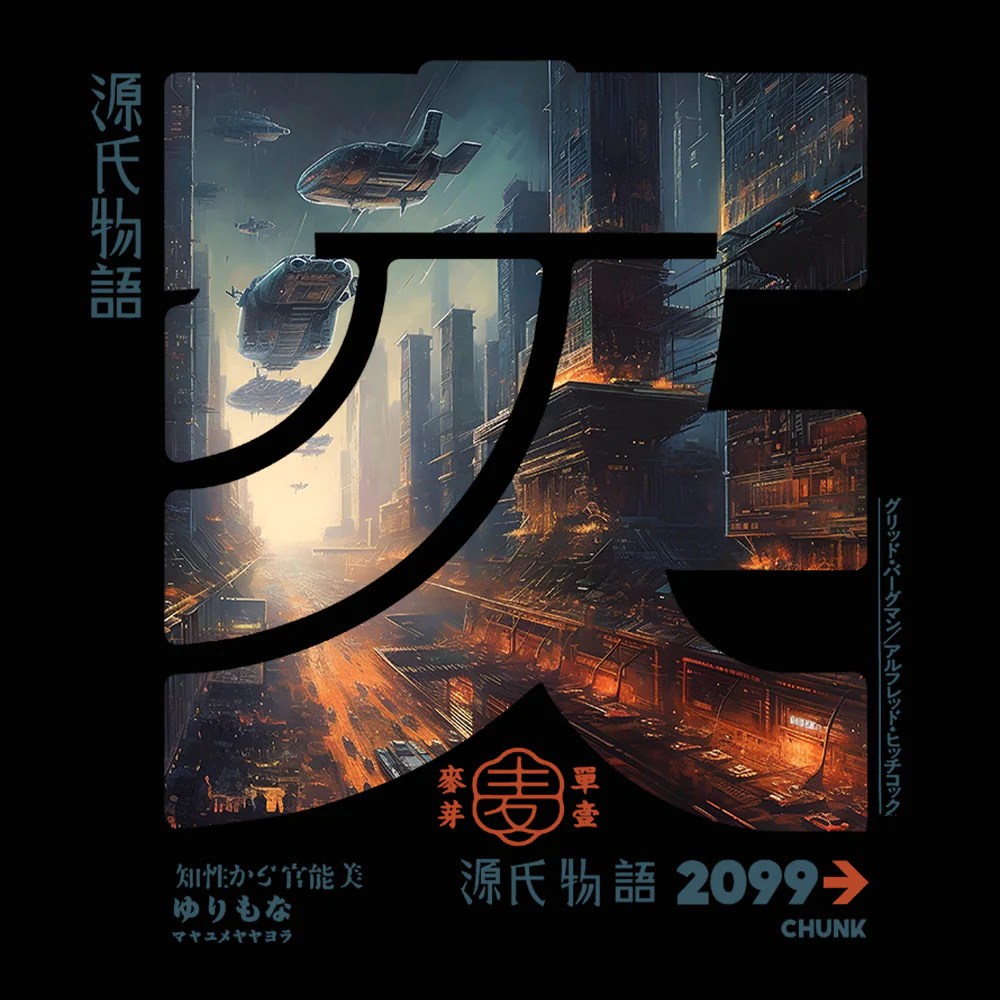 Dystopian Calligraphy Black T-Shirt - Image 3