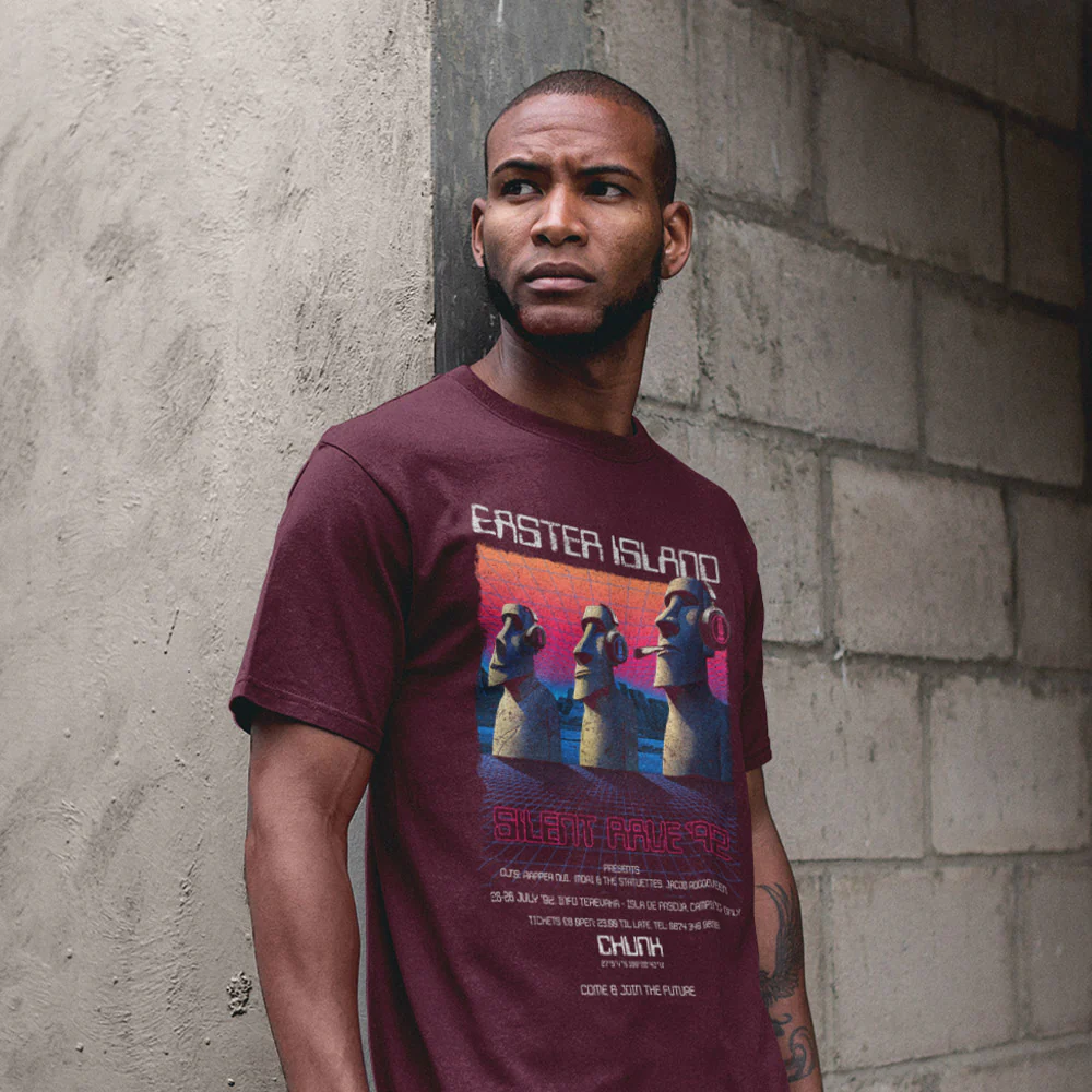 Easter Island Burgundy T-Shirt - Image 2