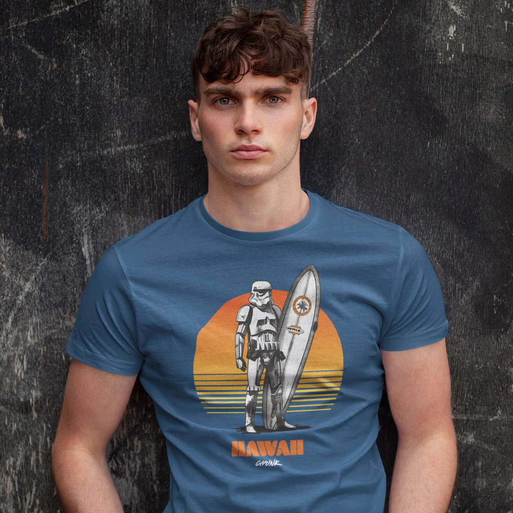 Hawaii Surfer Faded Denim T-Shirt - Image 2