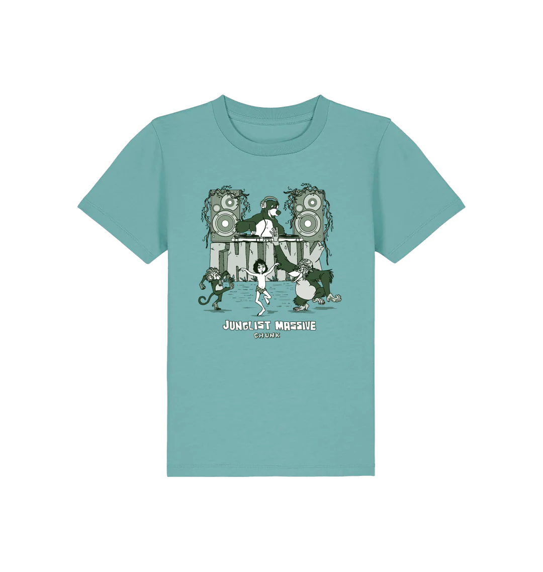 Junglist Massive Teal Kids T-Shirt - Image 2