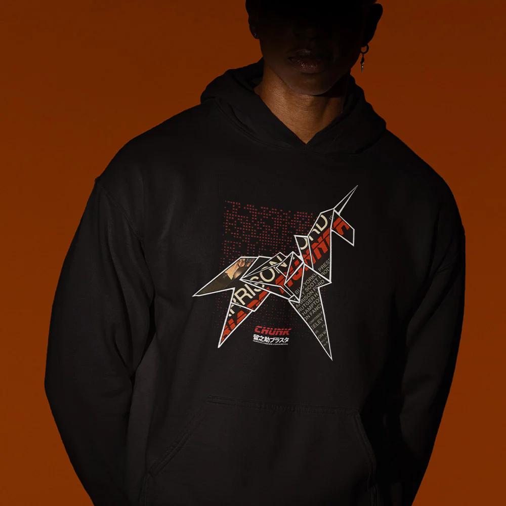 Origami Unicorn Black Hoodie - Image 2