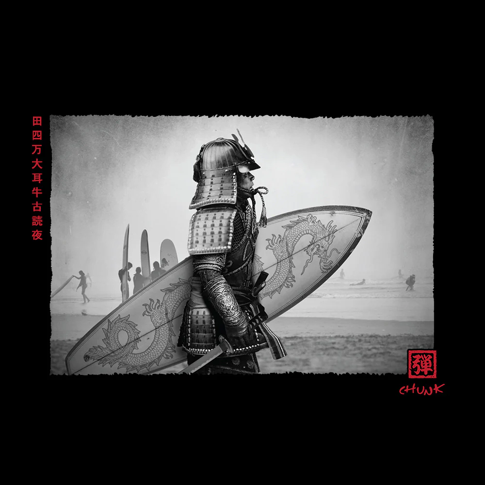 Samurai Surfer Black T-Shirt - Image 3