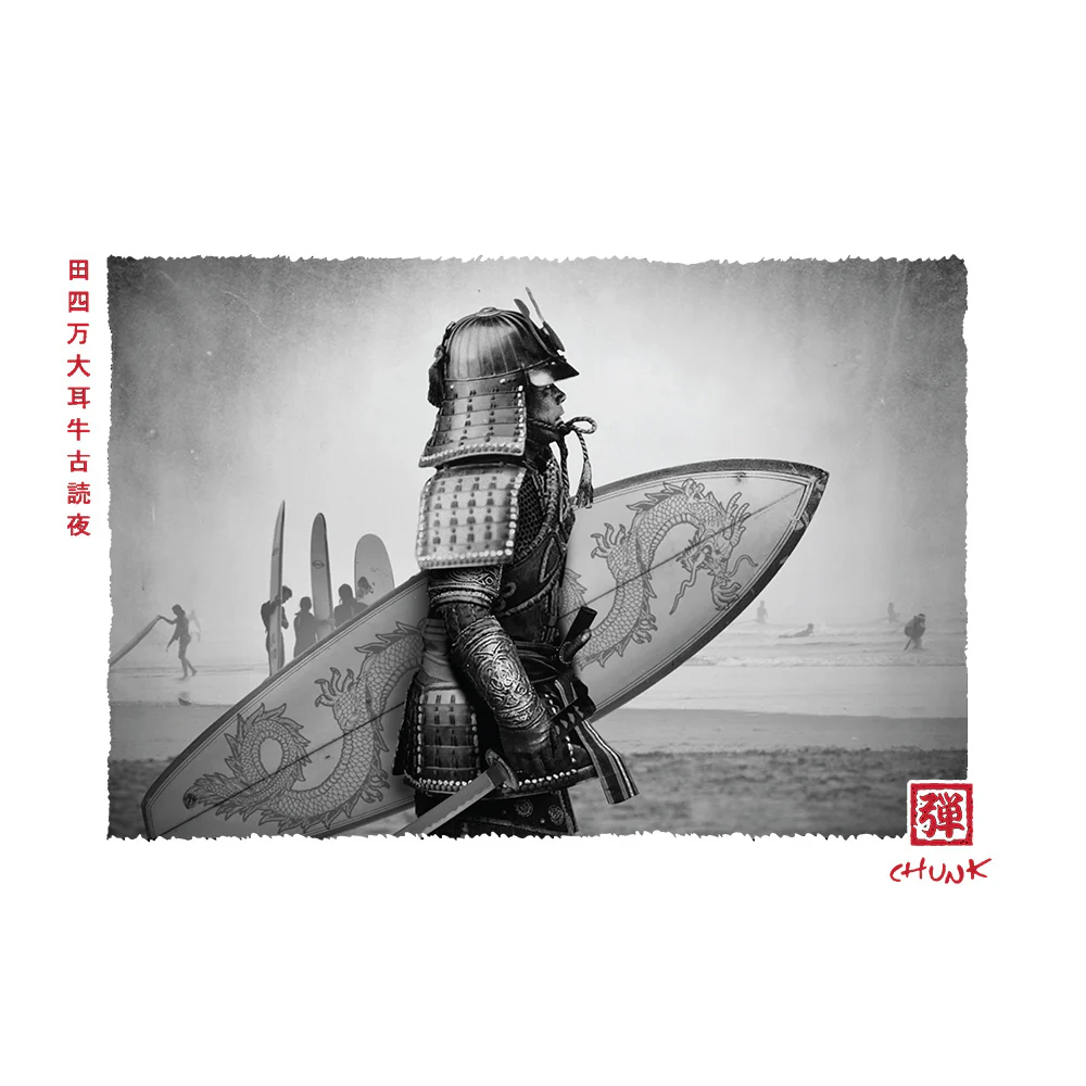 Samurai Surfer White T-Shirt - Image 3