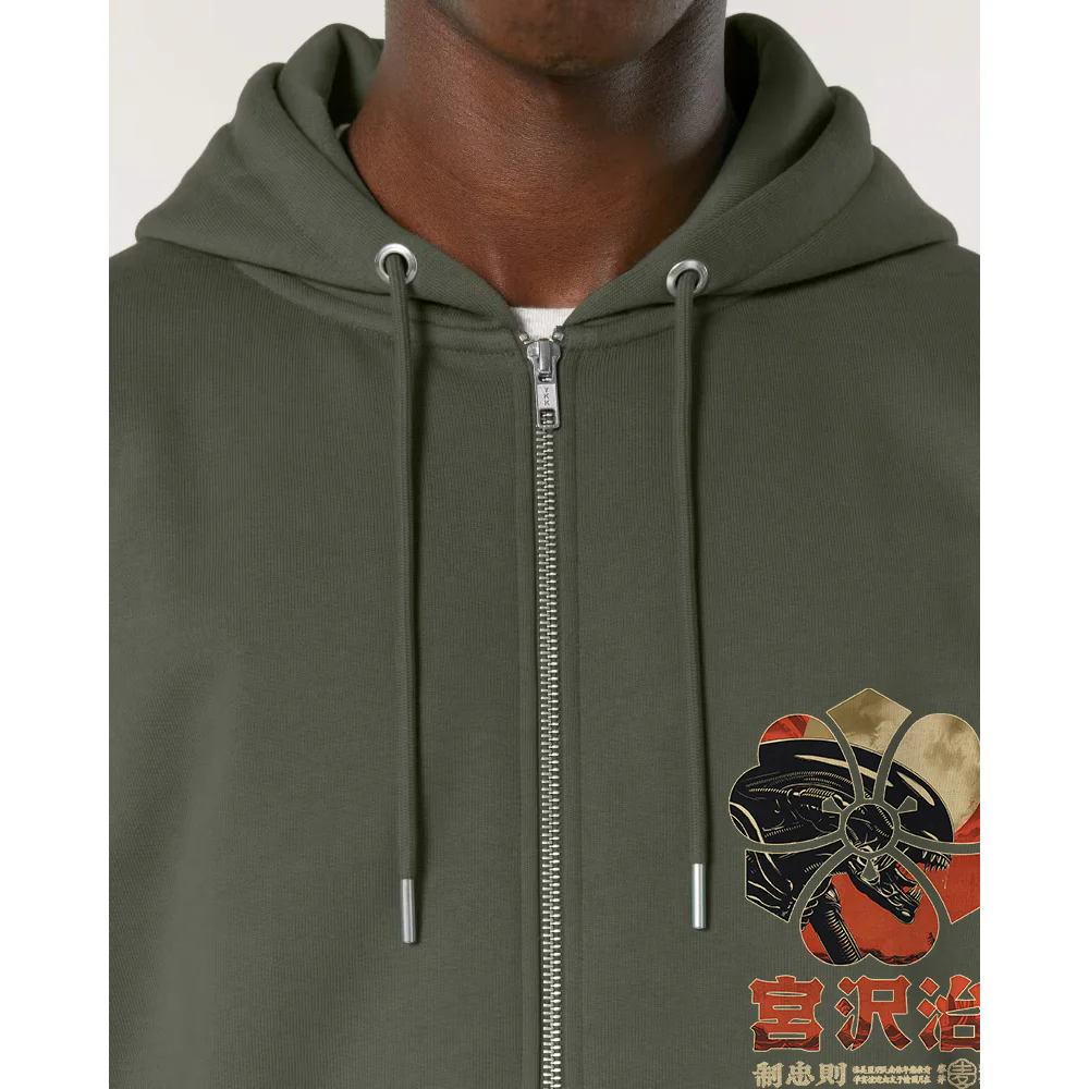 Space Hunter Khaki Zip Up Hoodie - Image 3