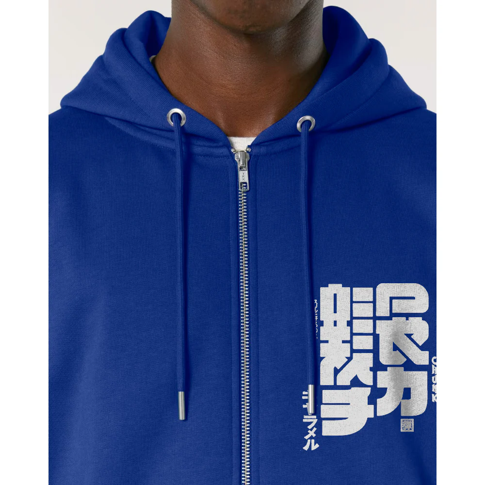 Storm Calligraphy Worker Blue Zip Up Hoodie - Image 3