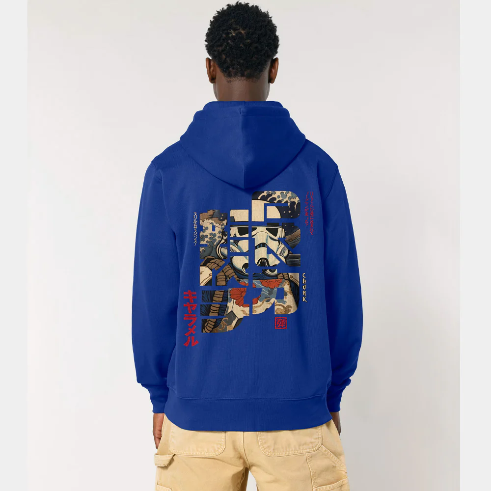 Storm Calligraphy Worker Blue Zip Up Hoodie - Image 4
