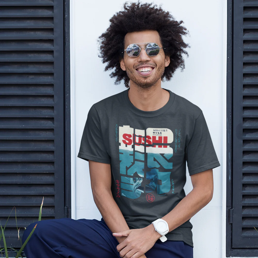 Sushi Calligraphy Dark Grey T-Shirt - Image 2