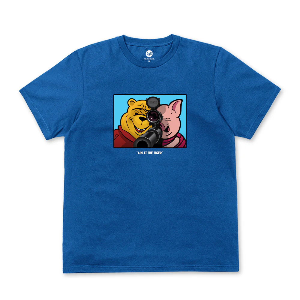 Tiger Hunting Bright Blue T-Shirt