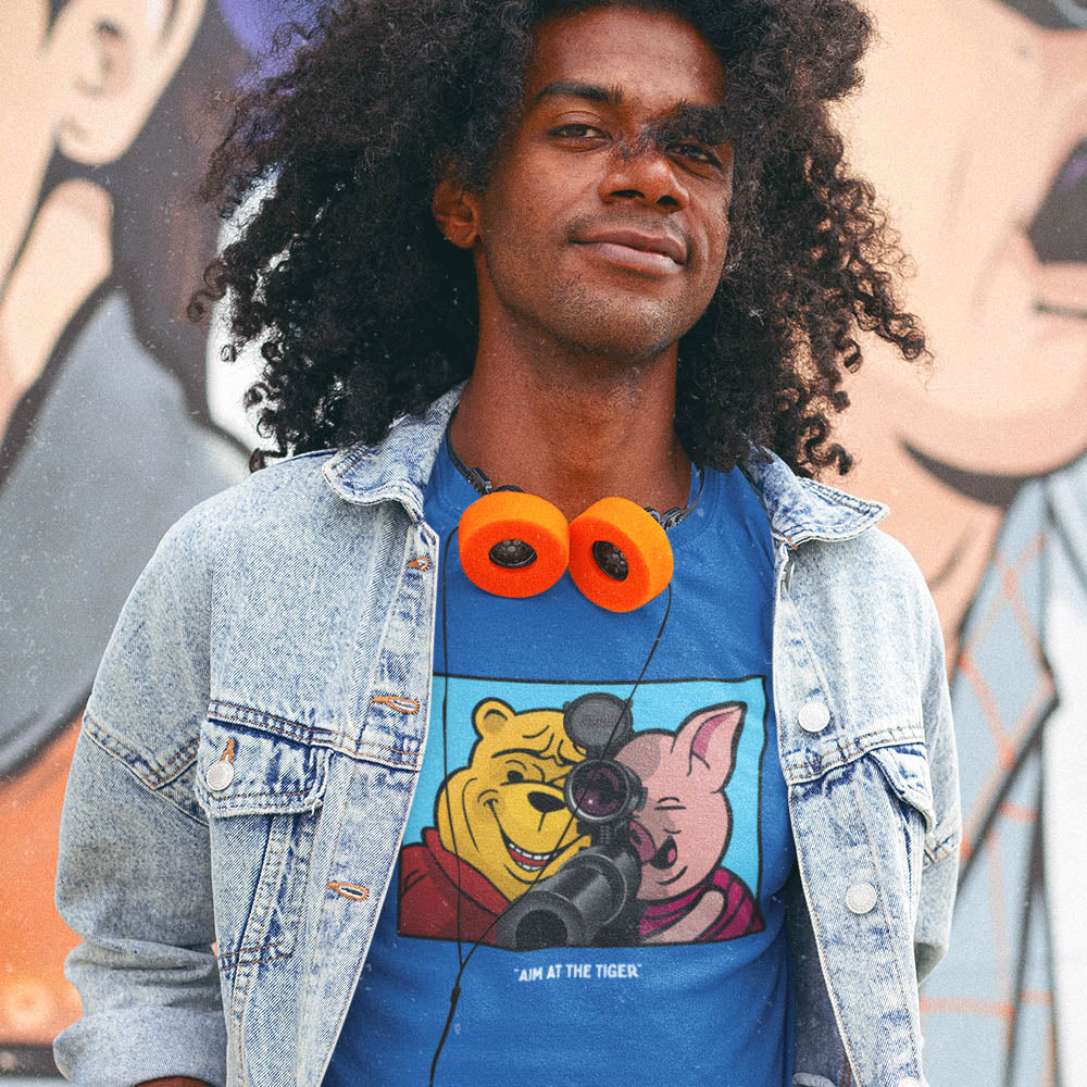 Tiger Hunting Bright Blue T-Shirt - Image 2