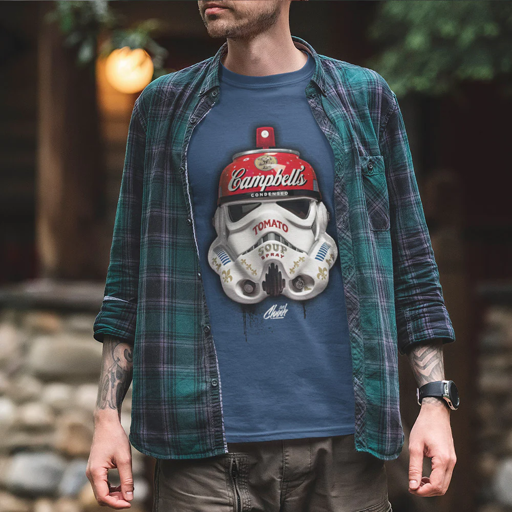 Trooper Spray Faded Denim T-Shirt - Image 2