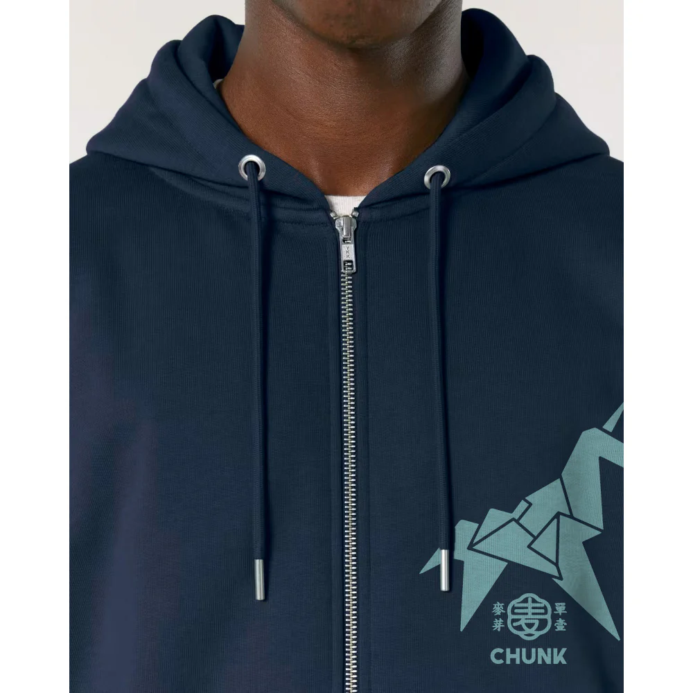Unicorn Calligraphy French Navy Zip Up Hoodie - Image 3